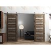 Sartodoors Sturdy Dbl Barn Door 36 x 84in, Cognac Oak W/ Frosted Glass, SS 13FT Rail Hangers Heavy Set QUADRO4445DB-S-AKA-3684